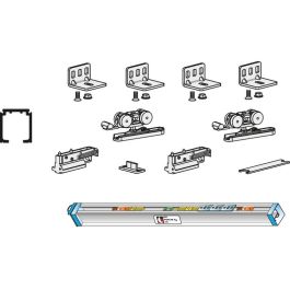 Kit De Herrajes Eclettica Para Puerta Corredera De Madera Con Freno Amortiguado Y Carril De 3M - Carga Máxima 120 Terno