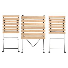 Ibergarden Set Mesa 2 Sillas Madera Clara Acacia Patas Metal 55x53x71 cm