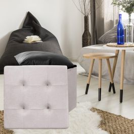 Home Deco Factory Caja-Puf Plegable Beige 38x38x38 cm