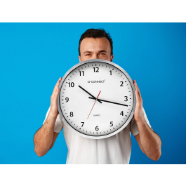Q-connect Reloj de Pared Redondo Oficina Plástico 50 cm Marco Cromado