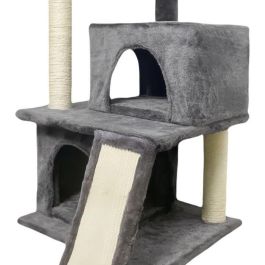 FLOPI Rascador para gatos gris oscuro - 44,5 x 48 x 86 cm - Gris oscuro - 1 plataforma, 1 pelota de juego, 2 casetas, 1 rampa FLOPI Rascador para gatos gris oscuro - 44,5 x 48 x 86 cm - Gris oscuro - 1 plataforma, 1 pelota de juego, 2 casetas, 1 rampa