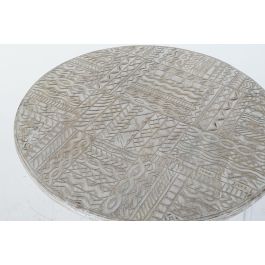 DKD Home Decor Mesita Auxiliar Estilo Indio Blanco Dorado 75 x 50 x 75 cm