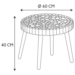 Home Deco Factory Mesa Auxiliar Rondin Natural Madera Altura 40 Diámetro 60