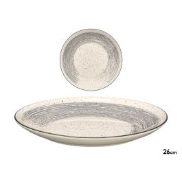 Vessia Plato Llano Patinado de Cerámica (Porcelana), Gris/Blanco, 26 cm de Diámetro, 2 cm de Alto (Set de 24) Precio: 66.50000038. SKU: B1HPKQWCTY