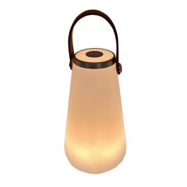 DKD Home Decor Lámpara de Sobremesa USB Recargable para Terraza Jardín Exterior 2000mAh PE PU Blanco Marrón 13.5x13.5x23 cm