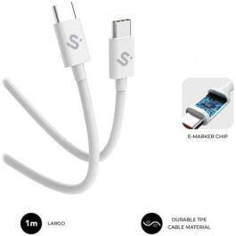 Cable USB-C a USB-C Subblim SUBCAB-C10010 1 m Blanco Negro Cable USB-C a USB-C Subblim SUBCAB-C10010 1 m Blanco Negro