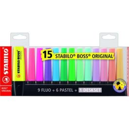 Stabilo Marcador Fluorescente Boss Original - Set de 15 (9 Fluorescentes y 6 Pastel) - Tecnología Antisecado Precio: 15.88999951. SKU: S8417716