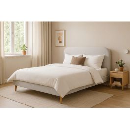 DKD Home Decor Cama Urban de Poliéster y Madera Beige 219x104x170 cm para Colchón 150x200 - Desmontable