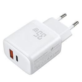 Leotec LECSPH35W2W Cargador de pared universal 35W USB-C PD 3.0 y USB-A para Móviles y Tablets Carga Rápida Blanco Leotec LECSPH35W2W Cargador de pared universal 35W USB-C PD 3.0 y USB-A para Móviles y Tablets Carga Rápida Blanco