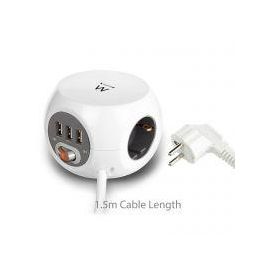 Regleta Enchufes Cubo Ewent EW3939 USB 5V 2A Blanco