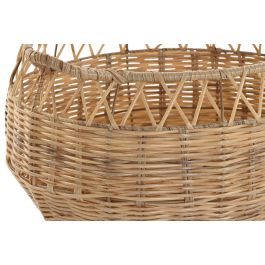DKD Home Decor Cesta Basicos Natural Set de 3, Set de 3 Cestas de Almacenamiento Hechas a Mano en PE y Metal, 38 x 38 x 34 cm
