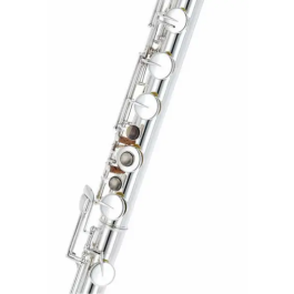 Pearl Flute Flauta Bajo PFB305E - Cabeza Curvada, Plateada, Pie: Do, Mecanismo de Mi Dividido, Accesorios Incluidos