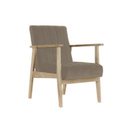 DKD Home Decor Sillón Sixties Beige Natural Poliéster y Pino 68x81x63 cm Altura asiento 43 cm Desmontable