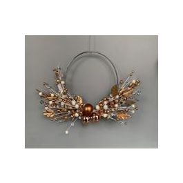 DKD Home Decor Corona Navidad Tradicional para Puerta Blanco Rojo Poliéster Metal 5 x 40 x 55 cm (2 Unidades)