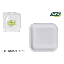 Set de 12 platos cuadrados de cartón natural 26 cm Algon (36 Cajas) Precio: 50.49999977. SKU: B1JTMXX9P4