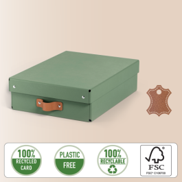 Leitz 61480050 Pack 2 Cajas de Almacenamiento de Cartón Verde Medianas Bajas A4, 8 L - 270x370x100mm