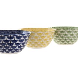 DKD Home Decor Bol Oriental Porcelana Verde Azul 15.4 x 7.4 x 15.4 cm Apto Microondas/Lavavajillas (12 Unidades)