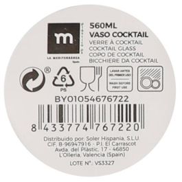 La Mediterranea Vaso Cocktail 560 ml Ps 9 x 15.9 x 9 cm (24 Unidades)
