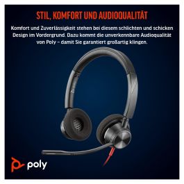 HP Poly Auriculares Blackwire C3320 Diadema Estéreo USB con Micrófono y Control de Volumen, Negro
