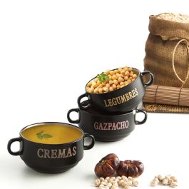 Quid Bol Cerámico Rustik 45 cL (16x12x7 cm) - Juego de 6 Unidades Mate - Apto Lavavajillas, Microondas y Apilable
