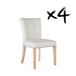 Giner Y Colomer - Lote de 2 Sillas de Tela Beige con Patas de Madera Natural Precio: 508.1879. SKU: B1EMCGATR4