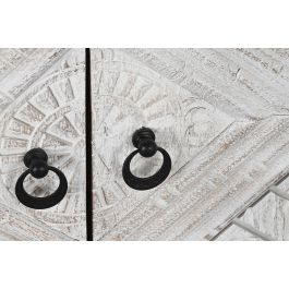DKD Home Decor Mueble de TV con 4 Puertas y 1 Estantería, Madera de Mango y Metal, 180x40x60 cm, Blanco y Negro