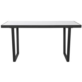 DKD Home Decor Mesa Comedor Urban de Metal y Cerámica Negra y Blanca Desmontable 80 x 75 x 150 cm