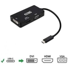 Adaptador USB-C a VGA/HDMI/DVI NANOCABLE 10.16.4301-BK (10 cm) Negro 10 cm