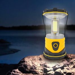 Edm Farol de Camping LED River Trek 9W 1200lm Luz Fría 7500K Funciona con 4 Pilas D/LR20 Resistente IP44 con Gancho y Asa