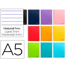 Cuaderno Espiral Liderpapel A5 Micro Smart Tapa Blanda 80H60 gr Horizontal 7 mm Doble Margen 6 Taladros Colores