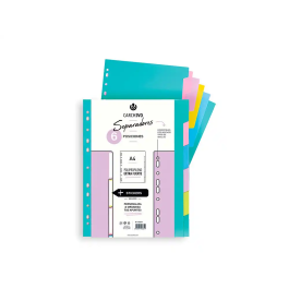 Carchivo Separadores A4 PP Extra Fuerte Colores Soft 6 Posiciones Precio: 2.50000036. SKU: B1C45SGWVM