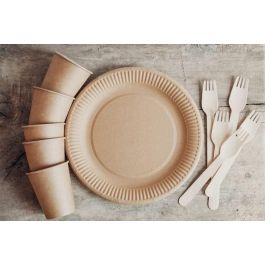 Set de 10 platos de cartón Kraft 20 cm Algon (24 Unidades) Set de 10 platos de cartón Kraft 20 cm Algon (24 Unidades)