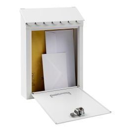 Arregui Civic Buzón individual exterior, acero blanco 21,6 x 8 x 30 cm, con tejadillo protector y 2 llaves