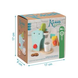 Juguete de Imitación Cafetera de Madera para Niños +3 Años con Accesorios: Botella, Cápsulas, Taza y Cuchara