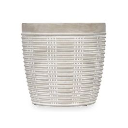 Ibergarden Maceta redonda de cemento rayada, 13,5 x 13 cm, ideal para plantas de interior y exterior en color gris (8 Unidades)