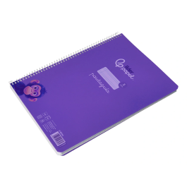 Liderpapel Cuaderno Espiral A4 Pautaguía 80 Hojas 90gr Cuadro Pautado 3 mm con Margen Color Lila
