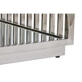 DKD Home Decor Mesa Centro Moderno Acero Espejo Plateado Transparente 100x45x100 cm