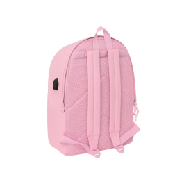 Safta Mochila Doble para Portátil 15,6" + USB Real Madrid Chica Rosa 31x44x18 cm