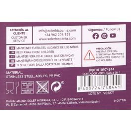 Quttin Cortador de Verduras 4 en 1, 14.5x14.5x33 cm, 735 g (6 Unidades)