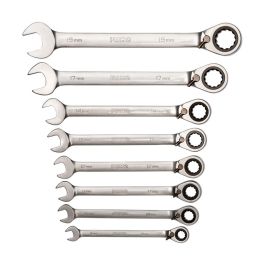 Irimo Juego 8 llaves combinadas carraca/fija 8-19mm 18-8-h, acero alto rendimiento, cromado mate, palanca cambio rápido Precio: 74.50000008. SKU: S7918410