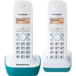 Panasonic KX-TG1612FRC Teléfono Inalámbrico Duo, sin Contestador, Pantalla Retroiluminada, Directorio 50 Nombres, Compatible ADSL Box, Blanco Azul