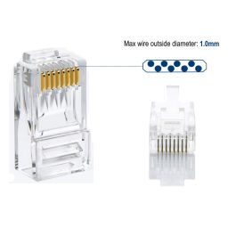 Ewent IM1205 Conector RJ45 Cat.6 U/UTP para Cable Redondo (100 Unidades)