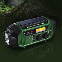 Camry Radio de Emergencia CR1919 Solar/Dinamo/USB 4000 mAh, Linterna LED 3W, Power Bank, Verde