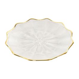 DKD Home Decor Plato Glam Cristal Transparente Dorado 17.6x17.6 cm Set 6 Unidades Apto Microondas y Lavavajillas