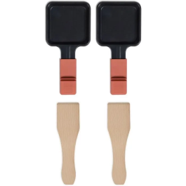 Livoo Raclette conectable DOC310R para 2 personas - 450W - Termostato automático - 2 espátulas de madera y 2 ollas para fondue