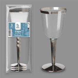 Best Products Copa de Vino Reutilizable 250 cc de Plástico, Base/Borde Plata, Pack 3 unidades (Boca Ø8x17.6xPie 6.8 cm) Precio: 2.6899994. SKU: B1FE9NX9T4