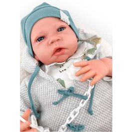 Muñeco reborn con pijama buzo gris de punto, almohada de lactancia y mecanismo. 50 cm Muñeco reborn con pijama buzo gris de punto, almohada de lactancia y mecanismo. 50 cm