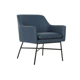 DKD Home Decor Sillon Scandi Azul Negro Poliéster Metal Desmontable. Medidas: 62x66x75 cm, Altura Asiento 47 cm.