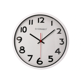 Q-connect Reloj de Pared Oficina Redondo Plástico Blanco 34 cm