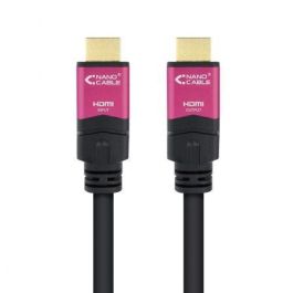 Nanocable 10.15.3715 Cable HDMI 2.0 de 15m, 4K@60Hz 18Gbps con repetidor, Macho-Macho, Negro. Compatible con HDR, ARC, 3D.
